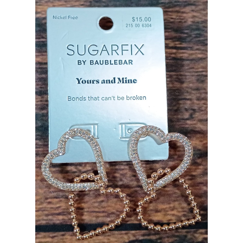 Sugarfix by BaubleBar Yours and Mine Rose Gold Crystal Beaded Heart Drop Earring